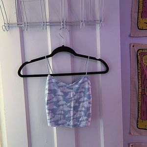 Baby Blue Cloud Print Cropped Tank